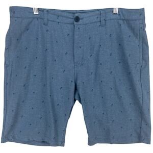 travis Mathew Golf Shorts Mens 38x11 Blue Gray Striped Breathable Stretch Chino
